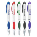 Union Printed "Patch" White Push Pen w/ Frosted Clip and Matching Grip